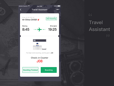 Travel Assistant airport assistant boarding traver ui