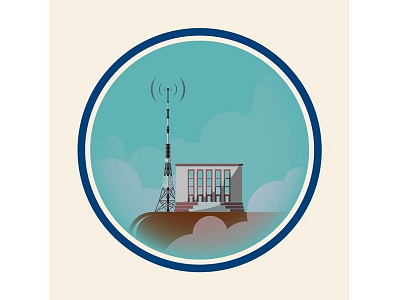 TV Tower building flat illustration tower tv vector