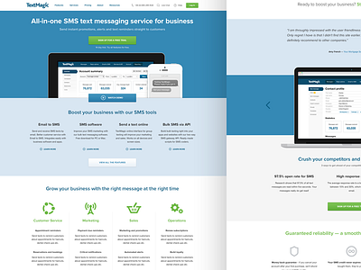 TextMagic cta flat home icons landing page mobile sms ui web web design website