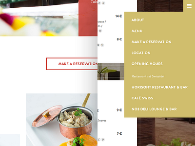 Swissôtel Restaurants cafe food grid layout mobile navigation photography responsive restaurant ui web
