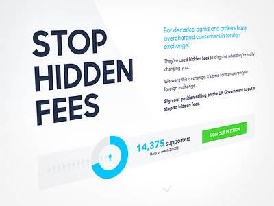 #StopHiddenFees animation chart flat haiku petition stats transferwise web website