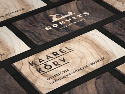 Kõrvits name cards branding business cards cards cvi identity logo name name cards print wood wooden