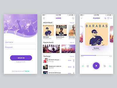 Music Player mobile app music app uiuxdesign