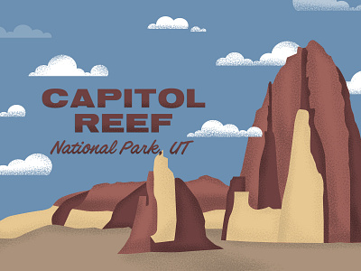 National Park: Capitol Reef, UT capitolreef clouds illustration mountains nationalpark retro retrocolors type typography utah