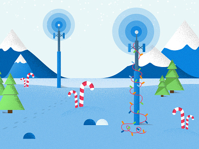 Holiday Winterscape candycanes cellphone coverage holiday landscape mountains trees winter