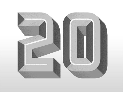 Twenty 20 extruded type grayscale twenty typography