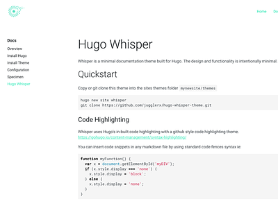 Hugo Whisper Theme Screenshot design hugo static site generator web desgin