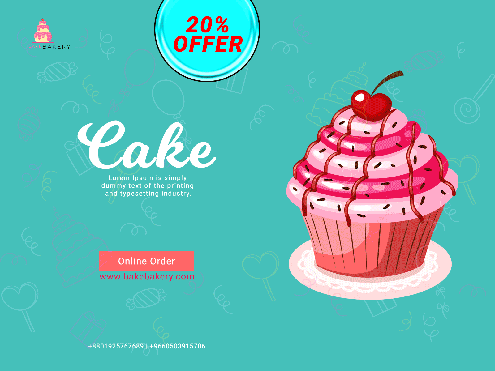 Cake Shop Launching Offer Design Templates