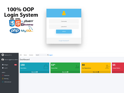 OOP php Login System with admin Theme admin panel bootstrap 4 creative fluid html css javascript jquery login mysql oop php script register