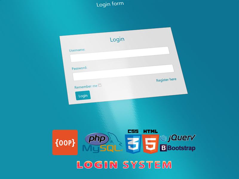 OOP Login System bootstrap4 jquery html css mysql php script oop