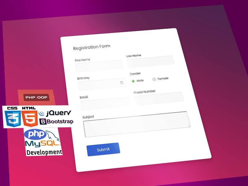 OOP Registration System insert register form mysql htmlcss javascript jquery html web php