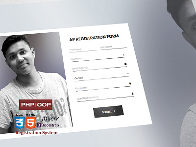 Bootstrap 4 OOP Registration System branding creative database html css illustration javascript logo mysql php script