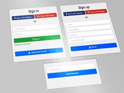 Login, Register & Forget Password PSD