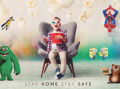 Stay Home Stay Safe and Enjoy Night Movie advertising coronavirus cover photomanipulation photoshop social media design socialmedia stayhome staysafe