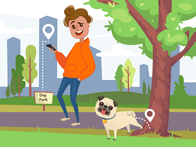 Dog check-in ai app check in dog illustration par phone