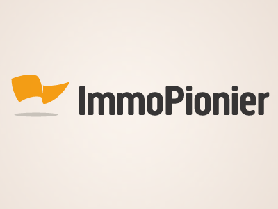 Identity Development for ImmoPionier brand creighton flag font identity logo online pioneer real estate shadow