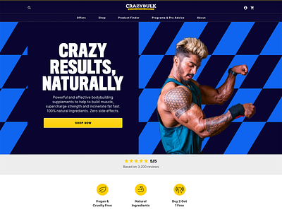 Home page exercise supplements website design