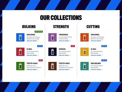 Product collection supplements website design