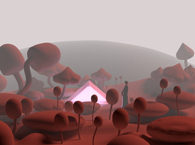 Hidir 3dillustration landscape mushroom