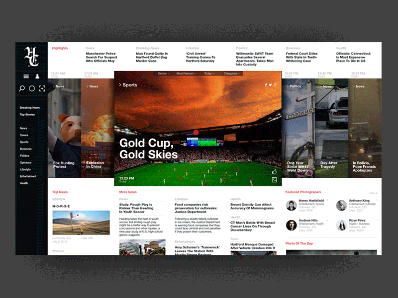 Hardford Courant - Redesign newsletter redesign website
