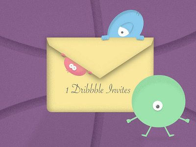 1 dribbble invites creatures design dribbble invite flat illustration invite vector