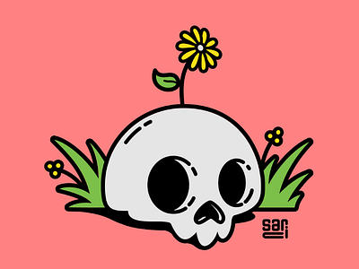 Skull and flower