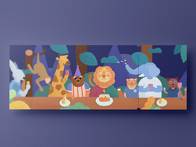 Animal party design flat illustration ui