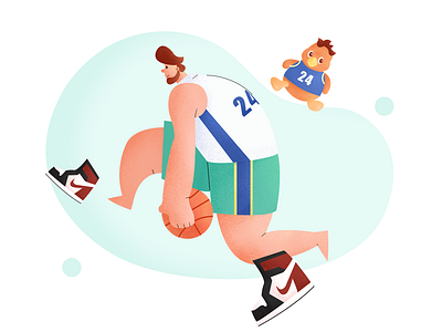 Basketball player basketball basketball player chicken design flat illustration mascot ui web