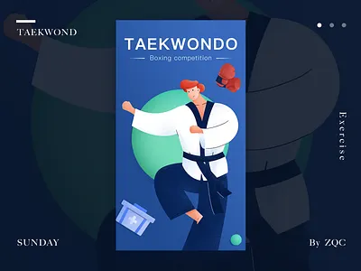 TAEKWOND design flat illustration taekwondo ui web