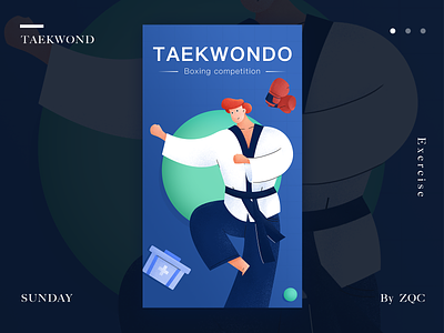 TAEKWOND design flat illustration taekwondo ui web
