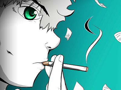 Hideo Smoking abstract anime art artist character design cool drawing illustration manga painting photoshop portrait