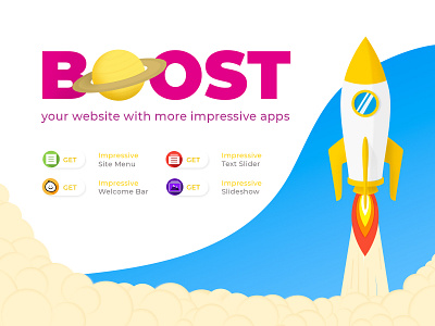 Boost your website banner banner design illustration rocket
