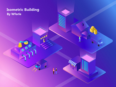 Isometric Building 2.5d city illustration isometric