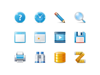 Free Vibrant Windows Icons calendar clock database find free help icons pencil print ruler save search