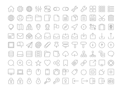 Simple Line Icon Set flat icon icons ios iphone line minimal outline pack set simple stroke