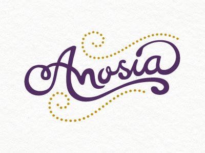 Anosia Logotype cursive feminine gold hand drawn type jewelry logotype purple