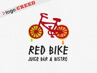 Red Bike Logo on Logo Creed Book bicyle bike citrus drawing drink food handmade juice lime red
