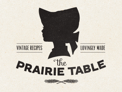 The Prairie Table Logo black and white bonnet girl home made logo packaging recipe vintage