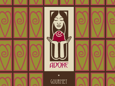 Adore Chocolate Box art deco chocolate heart logo packaging woman