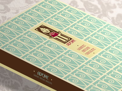Adore Chocolate – Logo and Box Design art deco chocolate heart logo packaging woman