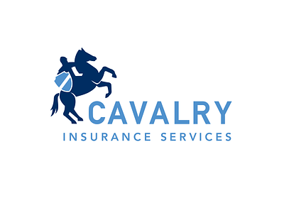Cavalry Insurance Logo blue cavalry horse insurance logo shield soldier