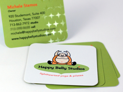 Happy Belly Studios Biz Card business card fun print spot gloss uv yoga