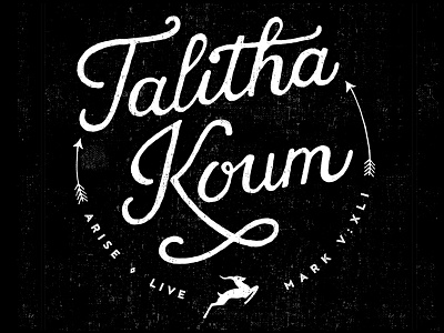 Talitha Koum christian gazelle hand drawn handlettering t shirt typography