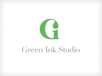 Green Ink Studio Final Logo droplet gray green initials ink monogram