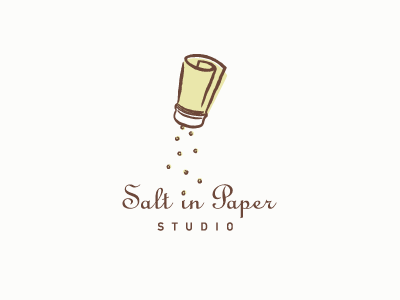 Salt in Paper Studio brush drawing logo paper salt shaker