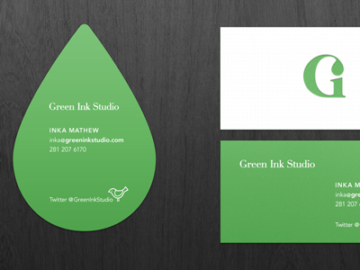 My Biz Cards (WIP) business card diecut droplet green ink white