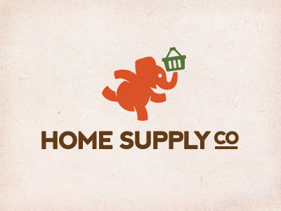Home Supply Co. Logo basket delivery elephant grocery logo run shop