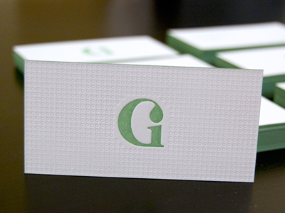 Letterpress Business Cards blind emboss business card edge painting green letterpress