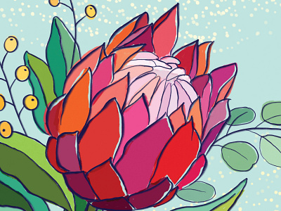 "Protea" Note Cards digital illustration flower illustration note cards procreate art