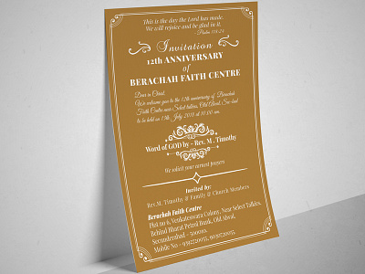 Berachah Faith Centre Anniversary Event Invitation Card anniversarycelebration christianevent design designmission designportfolio digitalmarketingpost graphicdesign invitationcard socialmediapost